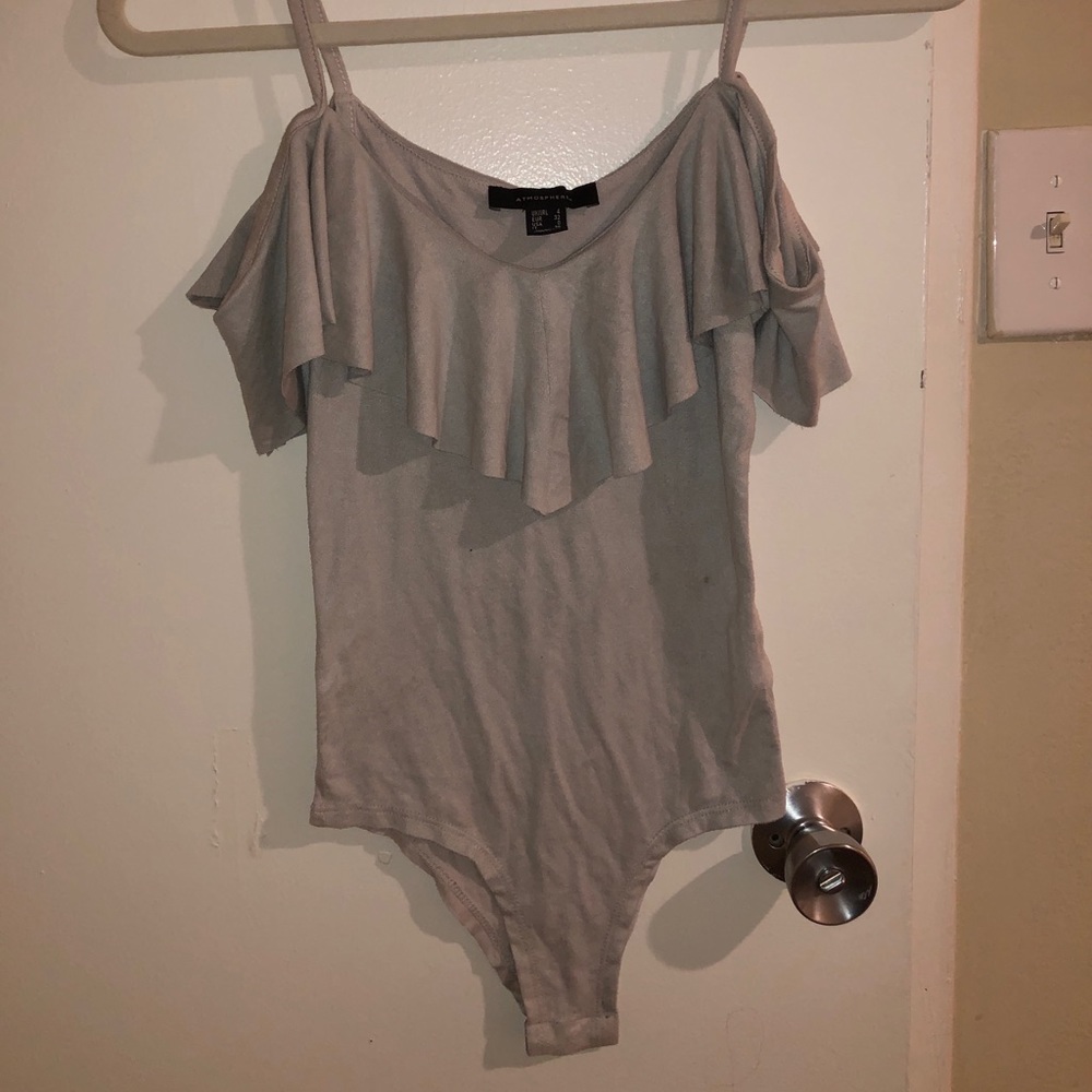 Gray off the shoulder body suit